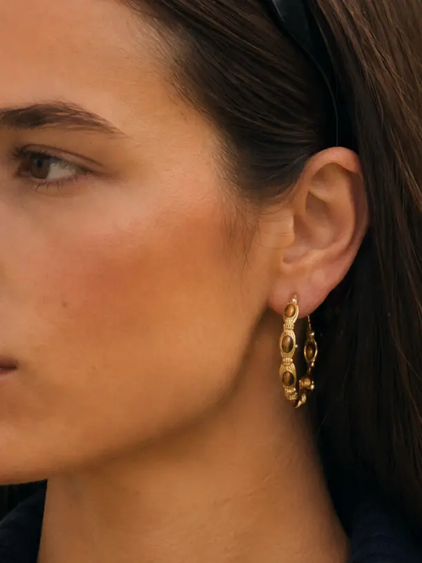 金色耳饰细节特写